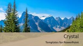  Presentation with rocky - Colorful presentation theme enhanced with rocky mountains mountain road backdrop and a coral colored foreground