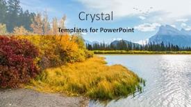  Presentation with fall mountains - Beautiful PPT layouts featuring rocky-mountains-of-canada-lake backdrop and a light blue colored foreground