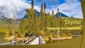  Presentation with rocky mountains - Presentation design consisting of rocky-mountains-of-canada-pyramid background and a tawny brown colored foreground