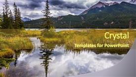  Presentation with rain clouds - Colorful PPT theme enhanced with rocky mountains of canada slender backdrop and a tawny brown colored foreground
