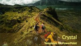  Presentation with rocky mountains - PPT theme consisting of rocky obstacle in the mountains background and a tawny brown colored foreground