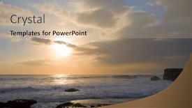  Presentation with rocky ocean coast - PPT theme enhanced with rocky ocean coast on sunset background and a coral colored foreground