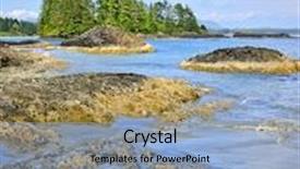  Presentation with rocky shore - Audience pleasing slide deck consisting of rocky ocean shore in pacific rim national park canada backdrop and a light blue colored foreground