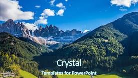  Presentation with green mountains - Beautiful slide set featuring rocky peaks and forested mountains backdrop and a ocean colored foreground