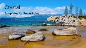  Presentation with tahoe - Slide deck enhanced with rocky shore at lake tahoe background and a light blue colored foreground
