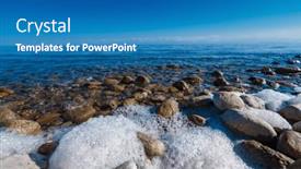  Presentation with rocky shore - Theme having rocky-shore-with-sea-foam background and a teal colored foreground
