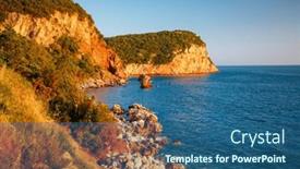  Presentation with rocky shore - Presentation theme enhanced with rocky-shore-with-steep-cliffs background and a ocean colored foreground