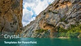  Presentation with water river - Slide deck with rocky-slopes-of-canyon-verdon background and a ocean colored foreground