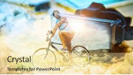  Presentation with cycling - Cool new slides with rocky terrain against virtual backdrop and a  colored foreground