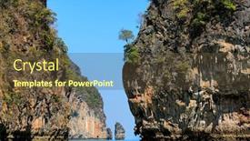  Presentation with rocky - Colorful presentation theme enhanced with rocky-tropical-landscape backdrop and a tawny brown colored foreground