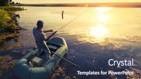  Presentation with fisherman - Audience pleasing slides consisting of freshwater fishing - fisherman with rod backdrop and a  colored foreground
