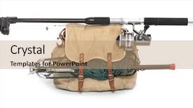  Presentation with back pack tourism - Cool new PPT theme with rod with reel and landing backdrop and a coral colored foreground