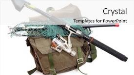 Presentation with fishing gear - Theme having rod with reel and landing background and a white colored foreground