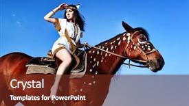  Presentation with rodeo - Cool new presentation design with rodeo fashion - beautiful young woman posing backdrop and a tawny brown colored foreground