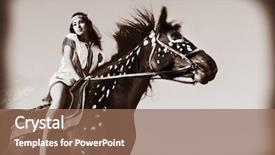  Presentation with rodeo - Presentation theme featuring rodeo fashion - beautiful young woman posing background and a coral colored foreground