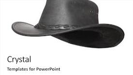  Presentation with space wormhole or black - Audience pleasing theme consisting of rodeo fashion - black leather australian hat backdrop and a white colored foreground
