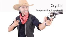  Presentation with rodeo - Cool new theme with rodeo fashion - cowboy isolated on the white backdrop and a  colored foreground