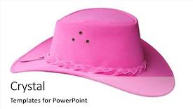  Presentation with cowgirl - Slides featuring rodeo fashion - pink suede cowgirl hat isolated background and a white colored foreground