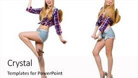  Presentation with cowgirl - PPT theme featuring rodeo fashion - woman cowgirl isolated background and a white colored foreground