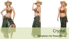  Presentation with swimming - Presentation design with rodeo fashion - woman in swimming suit isolated background and a soft green colored foreground