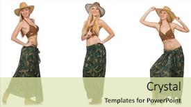  Presentation with water woman swimming underwater - Presentation design consisting of rodeo fashion - woman in swimming suit isolated background and a soft green colored foreground