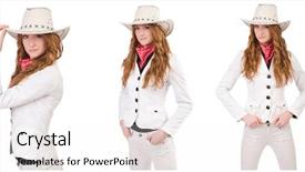  Presentation with cowgirl - Audience pleasing slide set consisting of rodeo fashion - young cowgirl isolated on white backdrop and a white colored foreground