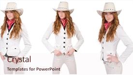  Presentation with cowgirl - Colorful slide deck enhanced with rodeo fashion - young cowgirl isolated on white backdrop and a sky blue colored foreground