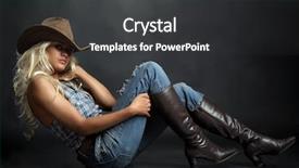  Presentation with rodeo - Presentation design featuring rodeo fashion - young lady in a cowboy background and a dark gray colored foreground