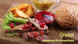  Presentation with cutting board - Cool new PPT layouts with roe deer - beef with cranberry sauce roasted backdrop and a tawny brown colored foreground