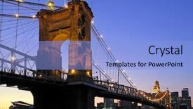  Presentation with suspension bridge - Colorful PPT layouts enhanced with roebling suspension bridge in cincinnati backdrop and a  colored foreground