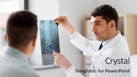  Presentation with roentgen - PPT theme featuring roentgen - medicine healthcare and people concept background and a light gray colored foreground