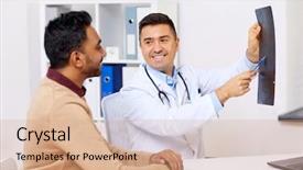  Presentation with healthcare - Colorful presentation theme enhanced with roentgen - medicine healthcare and people concept backdrop and a coral colored foreground