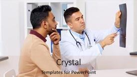  Presentation with roentgen - Presentation enhanced with roentgen - medicine healthcare and people concept background and a coral colored foreground