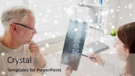  Presentation with spine surgery - Colorful PPT layouts enhanced with roentgen - medicine healthcare surgery radiology backdrop and a coral colored foreground