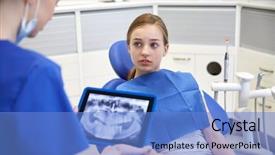  Presentation with roentgen - Presentation theme consisting of roentgen - people medicine stomatology technology background and a teal colored foreground