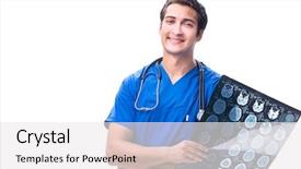  Presentation with radiologist - Colorful PPT layouts enhanced with roentgen - radiologist doctor with x-ray image backdrop and a white colored foreground