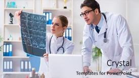  Presentation with diagnosis - Cool new PPT layouts with roentgen - two doctors examining x-ray images backdrop and a  colored foreground