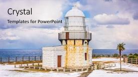  Presentation with lighthouse - PPT theme with rokkozaki lighthouse on noto peninsula background and a  colored foreground