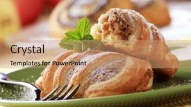  Presentation with sweet pastry - PPT layouts consisting of rol cake - sweet pastry background and a  colored foreground