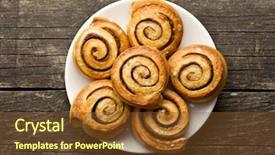  Presentation with cinnamon - Slides having rol cake - top view of cinnamon buns background and a tawny brown colored foreground