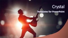  Presentation with media - Cool new slides with roll - elegant guitarist silhouette mixed media backdrop and a wine colored foreground