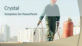  Presentation with roll - Theme featuring roll by torch on flame background and a sky blue colored foreground