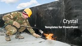  Presentation with bitumen - Theme having roll by torch on flame background and a dark gray colored foreground