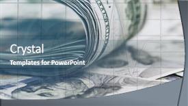  Presentation with banknotes - Cool new presentation theme with gold diagram - finance concept twisted dollar banknotes backdrop and a ocean colored foreground