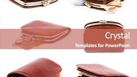  Presentation with english alphabet set in old - PPT layouts featuring collections revenues - set of old purses isolated background and a coral colored foreground