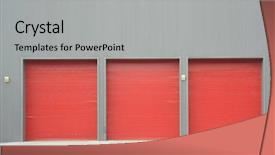  Presentation with storage - Amazing PPT layouts having roll doors on three locked backdrop and a light gray colored foreground