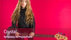  Presentation with bass guitar - PPT theme enhanced with blond rock and roll girl background and a crimson colored foreground