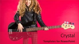  Presentation with bass guitar - Audience pleasing slide set consisting of roll girl playing bass guitar backdrop and a red colored foreground