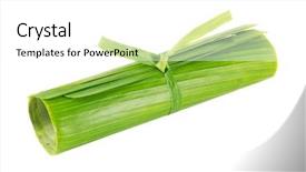  Presentation with food banana - Amazing slide deck having furl - roll of banana leaves backdrop and a white colored foreground