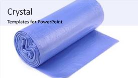  Presentation with bags plastic - Slide deck featuring roll of blue plastic garbage background and a light blue colored foreground